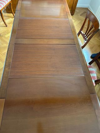 Conjunto mesa comedor extensible madera y 6 sillas