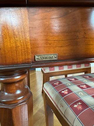 Conjunto mesa comedor extensible madera y 6 sillas