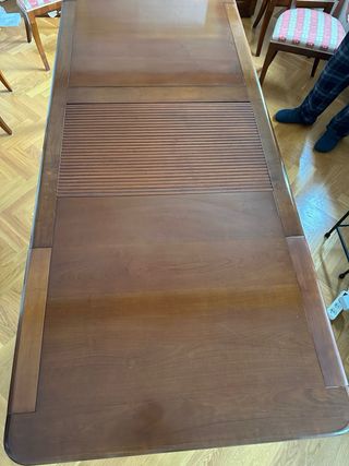 Conjunto mesa comedor extensible madera y 6 sillas