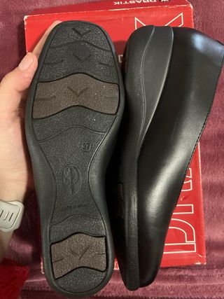 Zapatos de cuña de piel negros talla 37
