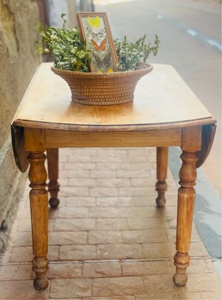 Mesa abatible roble restaurada 125cm