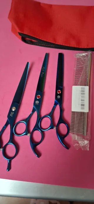 Set 3 Forbici Toelettatura Cane Blu