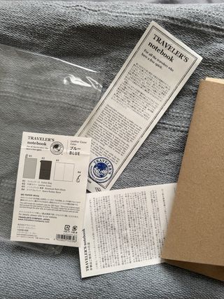 Traveler's Notebook blue & cotton zipper case