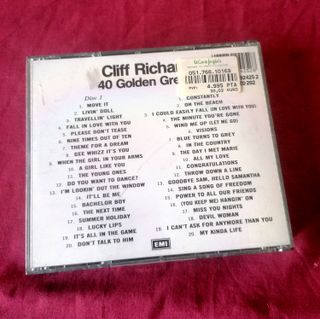CD Cliff Richard 2 CDs 40 Golden Greats RARO!