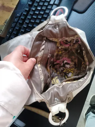 Bolso Guess Original Beige y Gris de piel,