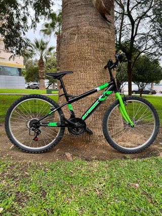 Bicicleta Montaña Negra y Verde, usada dos veces.