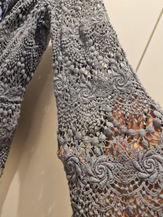 Chaqueta Purificación García Gris Crochet