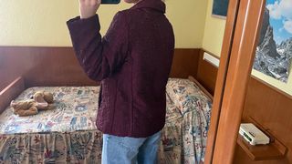 Chaqueta de vestir granate.