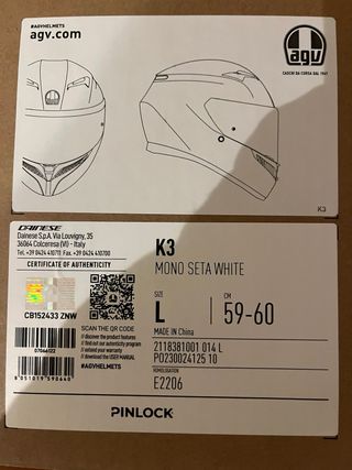 Casco AGV K3. Pinlock