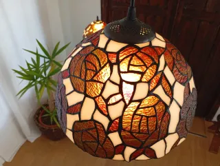 Lámpara de techo Tiffany cristal y metal