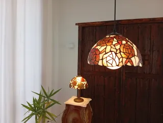 Lámpara de techo Tiffany cristal y metal