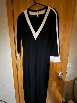 Vestido midi bicolor