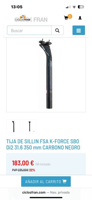 Tija FSA K-Force Carbono