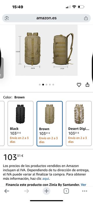 Mochila de Montañismo Beige y Verde