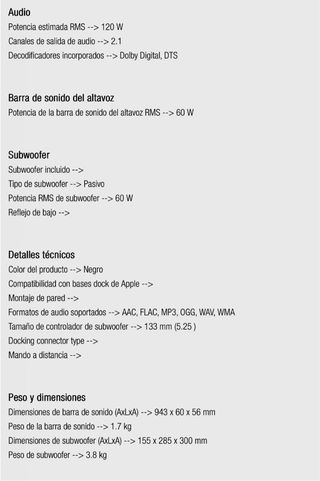 Barra de Sonido con subwoofer Samsung HW-H355/ZF