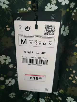 Camisa Zara flores verde M