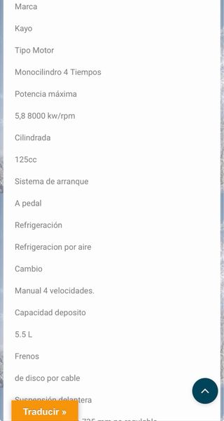 Pit bike 125cc 4 tiempos Kayo