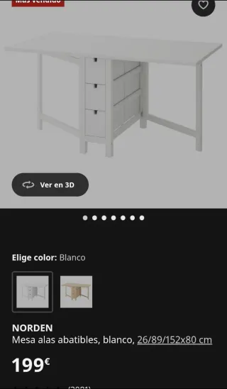 Mesa plegable blanca extensible