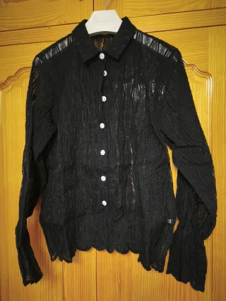 Camisa Uterqüe Negra Encaje