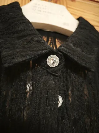 Camisa Uterqüe Negra Encaje