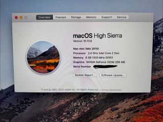 Mac Mini 2010 8GB RAM SSD 512GB Lector