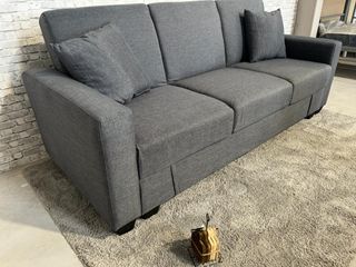 Sofá Cama Gris y beige con Arcón en OFERTA