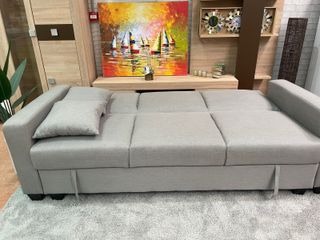 Sofá Cama Gris y beige con Arcón en OFERTA
