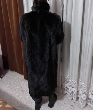 Abrigo largo piel negro talla L