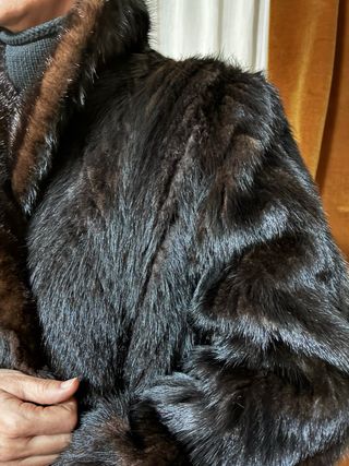 Abrigo largo piel negro talla L