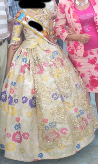 Alquiler Traje de Fallera Beige y Multicolor