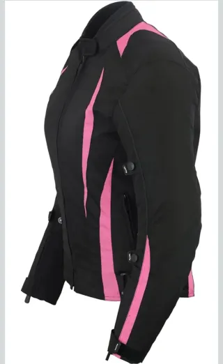 Chaqueta Moto Mujer Negra y Rosa
