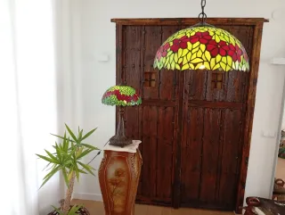 Lámpara Techo Tiffany Cristal y Metal