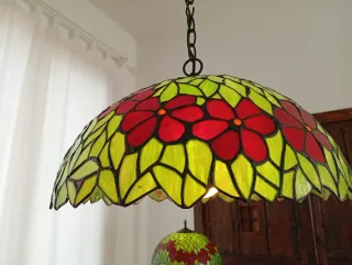 Lámpara Techo Tiffany Cristal y Metal