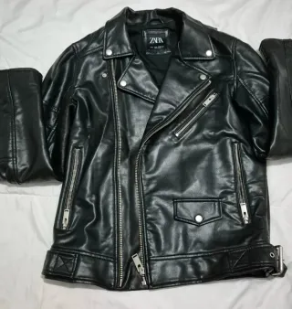 Cazadora Biker Zara Negra Talla S