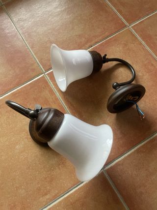 Apliques de pared madera y cristal