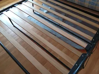 Sofá Cama Tela Azul y Beige