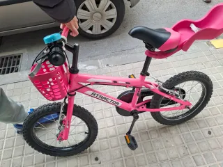 Bicicleta infantil rosa 18 pulgadas con asiento