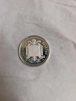 Reproducción Plata 999 Franco 5 Pesetas 1949