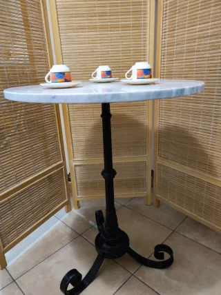Tavolino da bistrot in marmo e metallo diametro 60