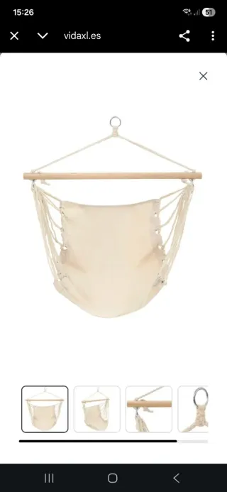 Silla hamaca colgante beige