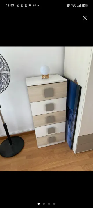 Armario y cajonera de madera