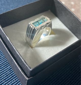 Anillo Plata 925 con Piedras Azules