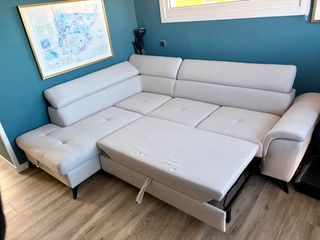 Sofá cama esquinero tela beige