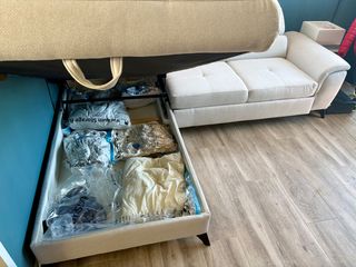 Sofá cama esquinero tela beige