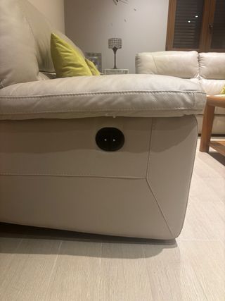 Conjunto 2 sofás piel y polipiel crema