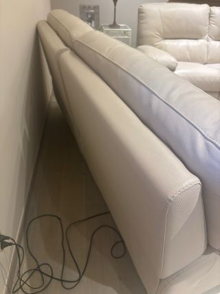 Conjunto 2 sofás piel y polipiel crema