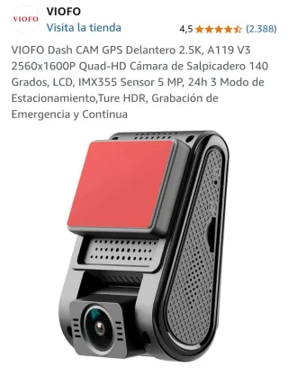 VIOFO A119 V3 Dash Cam + SD + Filtro