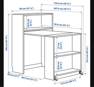 Librería blanca con mesa plegable