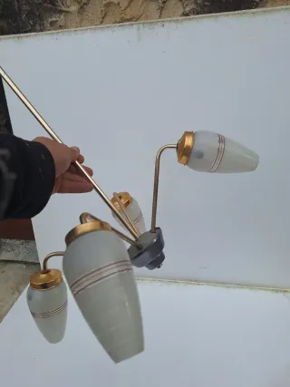 Lámpara colgante retro dorada y gris