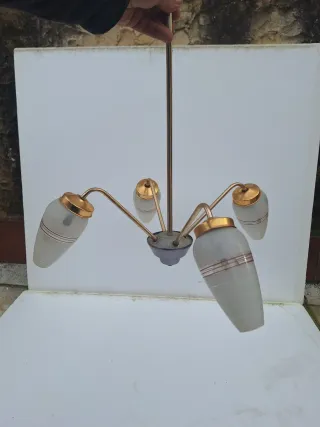 Lámpara colgante retro dorada y gris